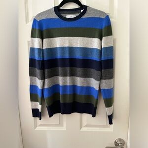 Men’s Jack Spade Striped Sweater cashmere Wool Blend  Blue Gray Green Small